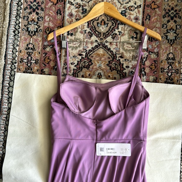 Azazie DEANDRA Fitted Pleated Mesh Long Dress Wisteria NWT - Picture 11 of 14